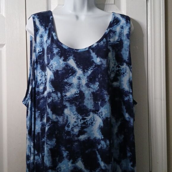 LOGO Layers Lori Goldstein blue white tie dye tank tunic Sz 4X NWOT - Picture 3 of 7
